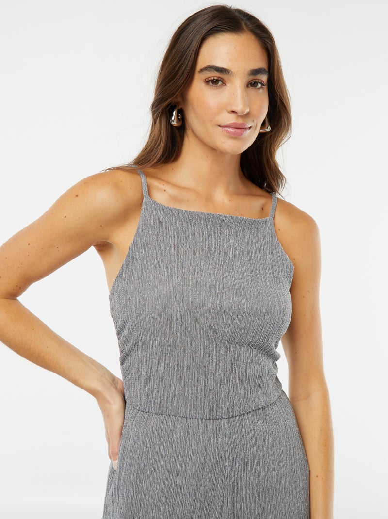 Mono con pierna ancha con tirantes Gris - Kiabi