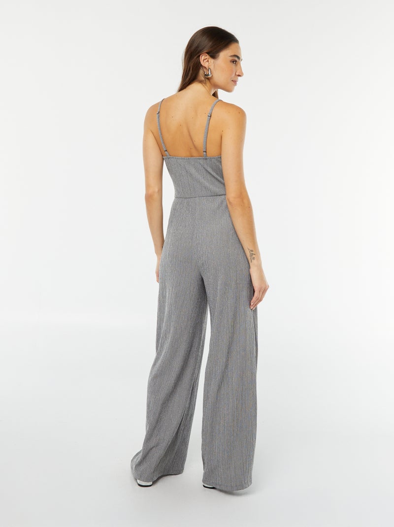 Mono con pierna ancha con tirantes Gris - Kiabi