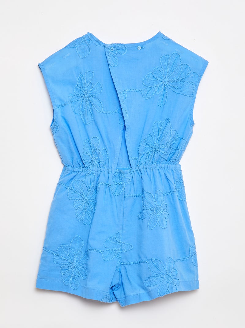 Mono corto con grandes flores bordadas Azul - Kiabi