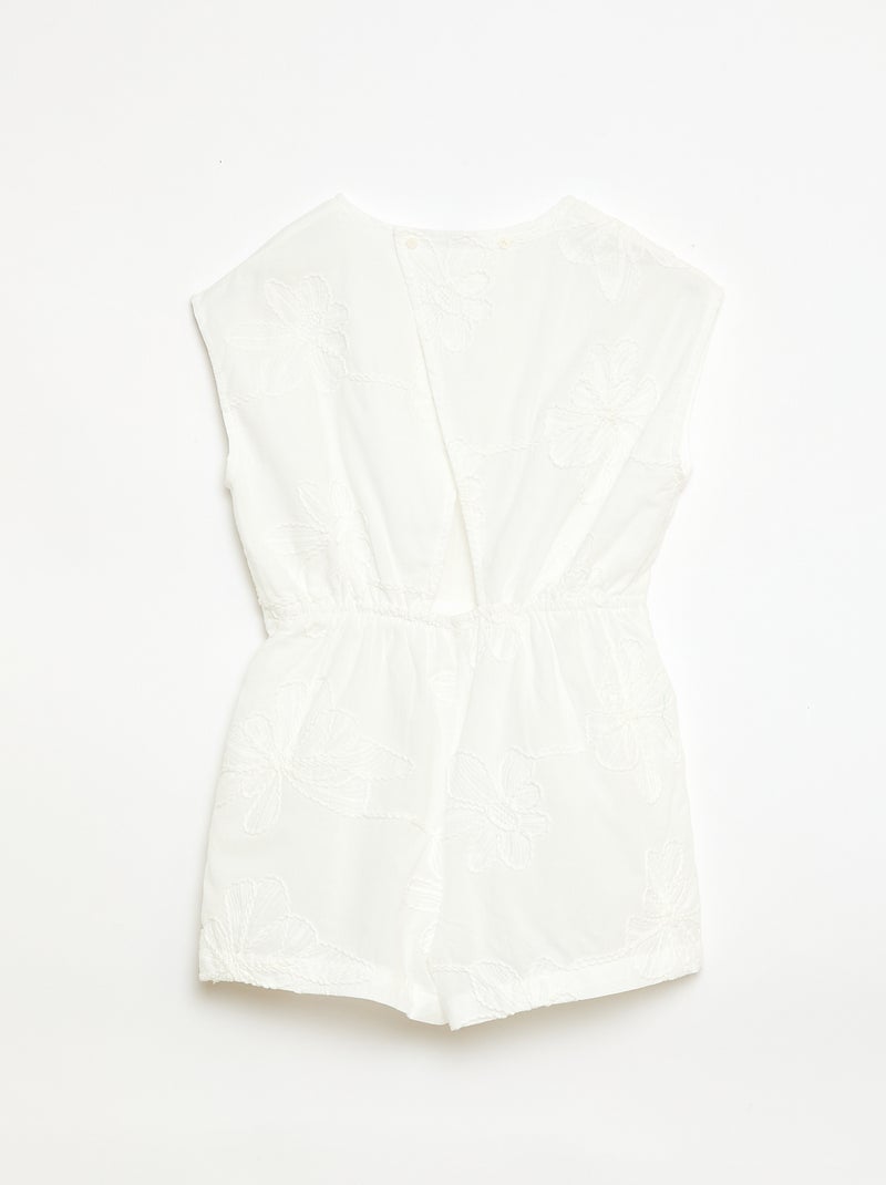 Mono corto con grandes flores bordadas Blanco - Kiabi