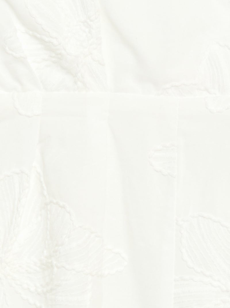 Mono corto con grandes flores bordadas Blanco - Kiabi