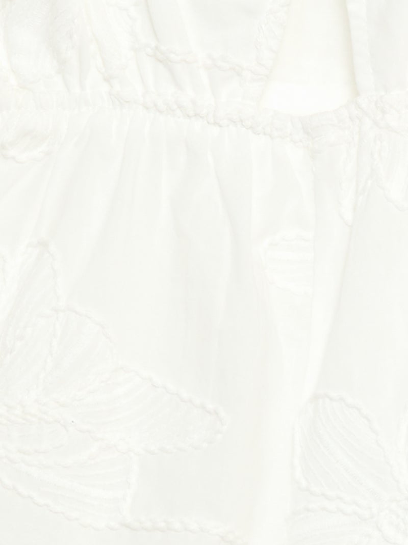 Mono corto con grandes flores bordadas Blanco - Kiabi