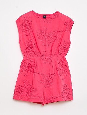 Mono corto con grandes flores bordadas