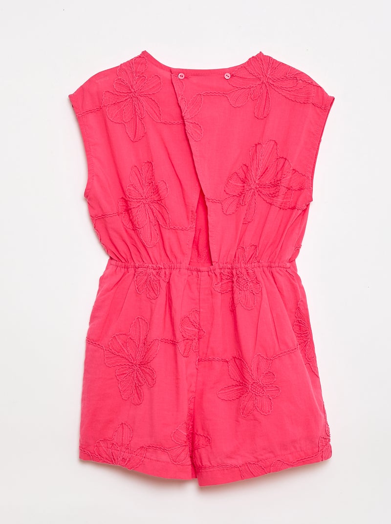 Mono corto con grandes flores bordadas Rosa - Kiabi