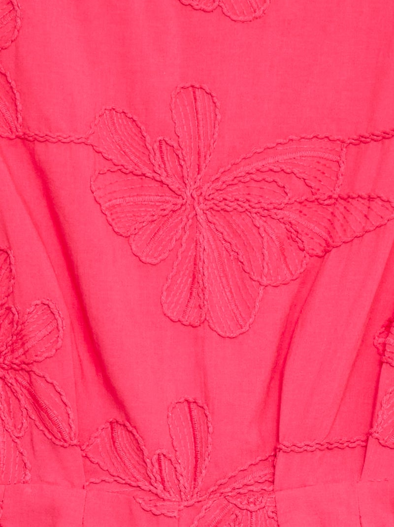 Mono corto con grandes flores bordadas Rosa - Kiabi
