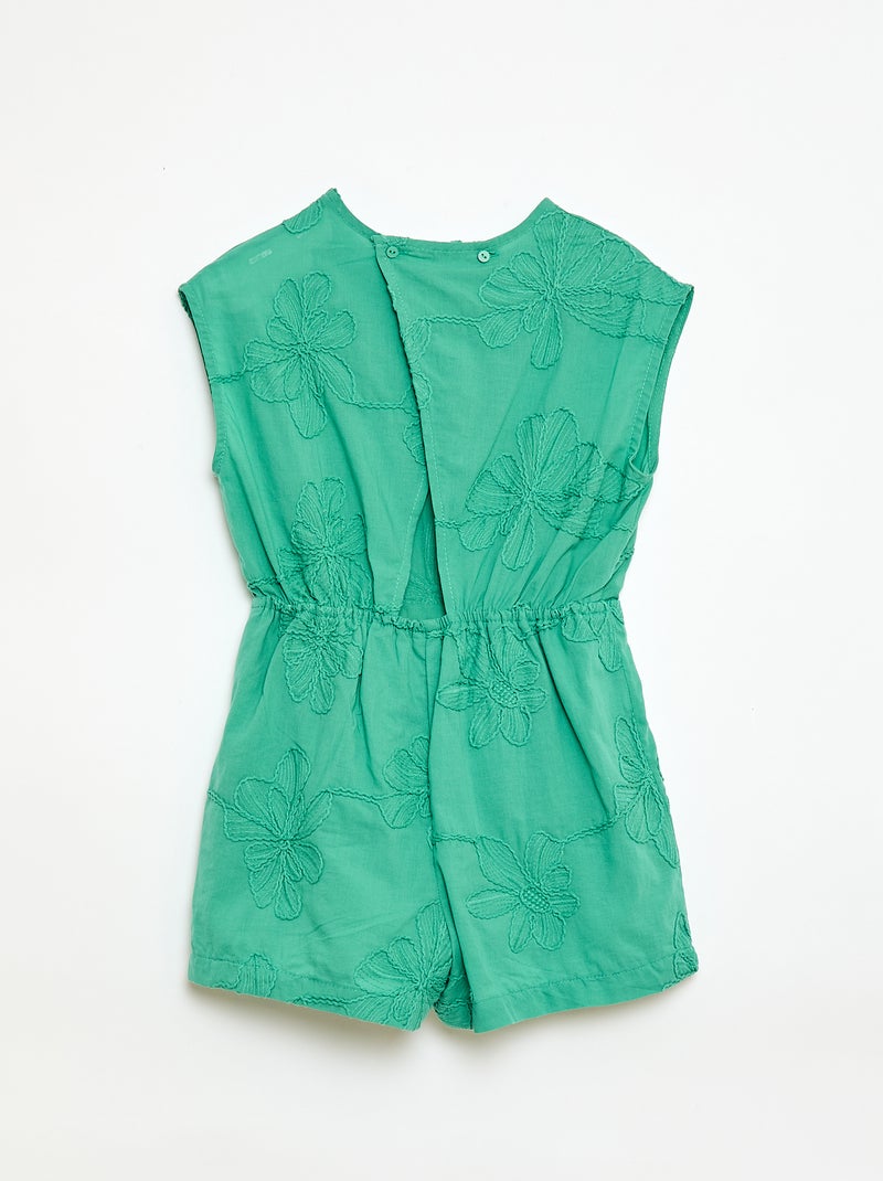 Mono corto con grandes flores bordadas Verde - Kiabi