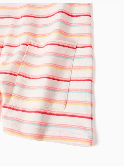 Mono corto de algodón a rayas con bolsillos delanteros - Kiabi