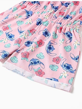 Mono corto de algodón con motivo de Stitch y volantes