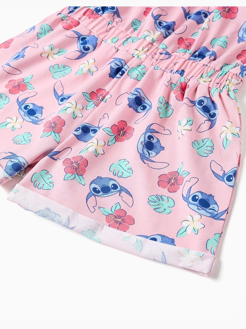 Mono corto de algodón con motivo de Stitch y volantes Rosa claro - Kiabi
