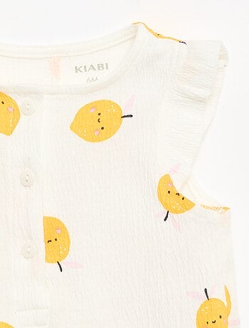 Pelele corto de punto de algodón con volantes en las mangas