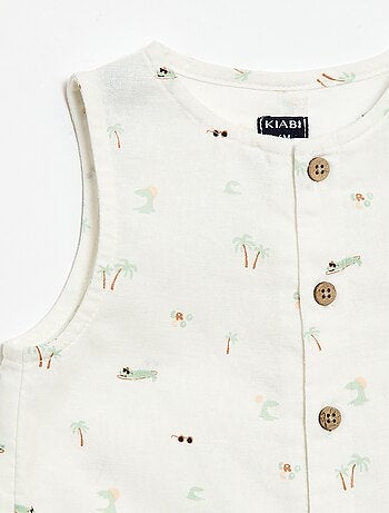 Mono corto de algodón y lino