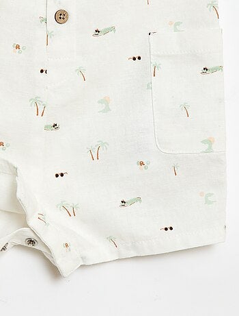 Mono corto de algodón y lino