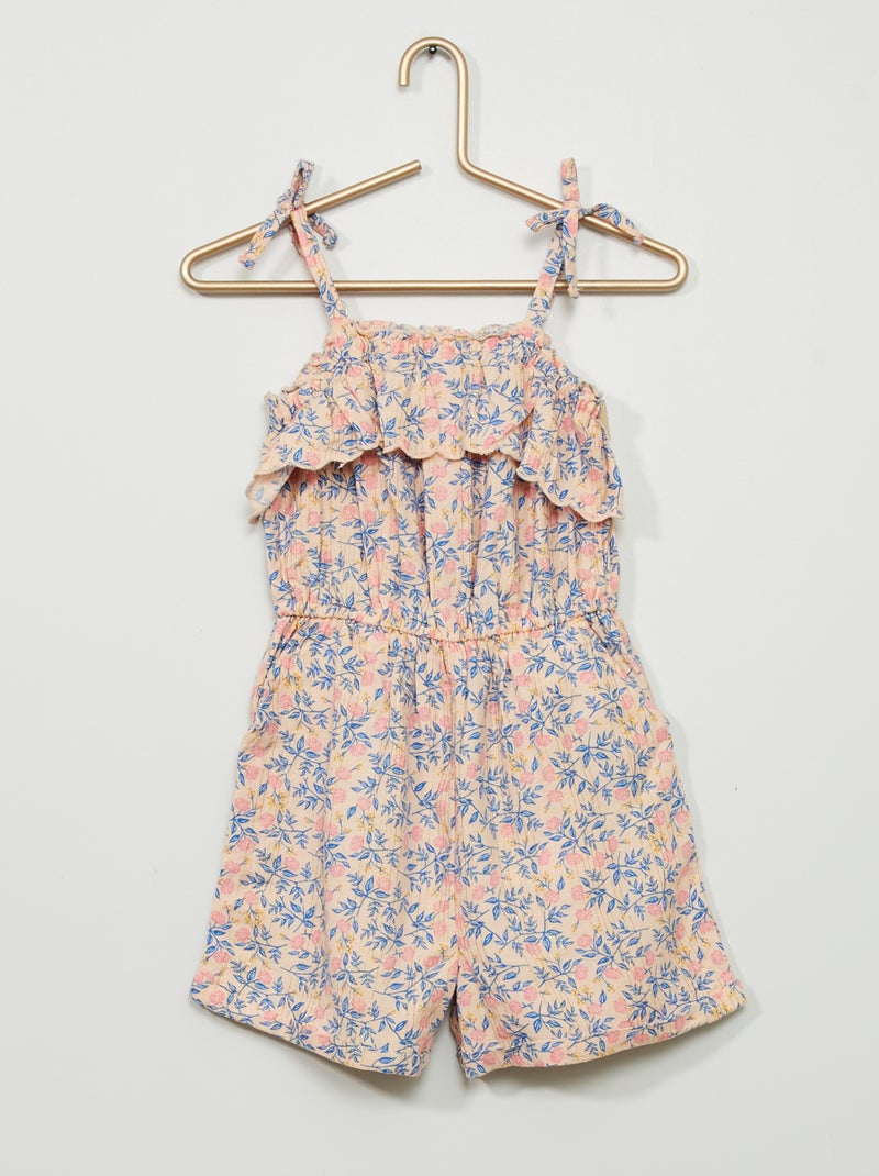 Mono corto de flores con tirantes BEIGE - Kiabi