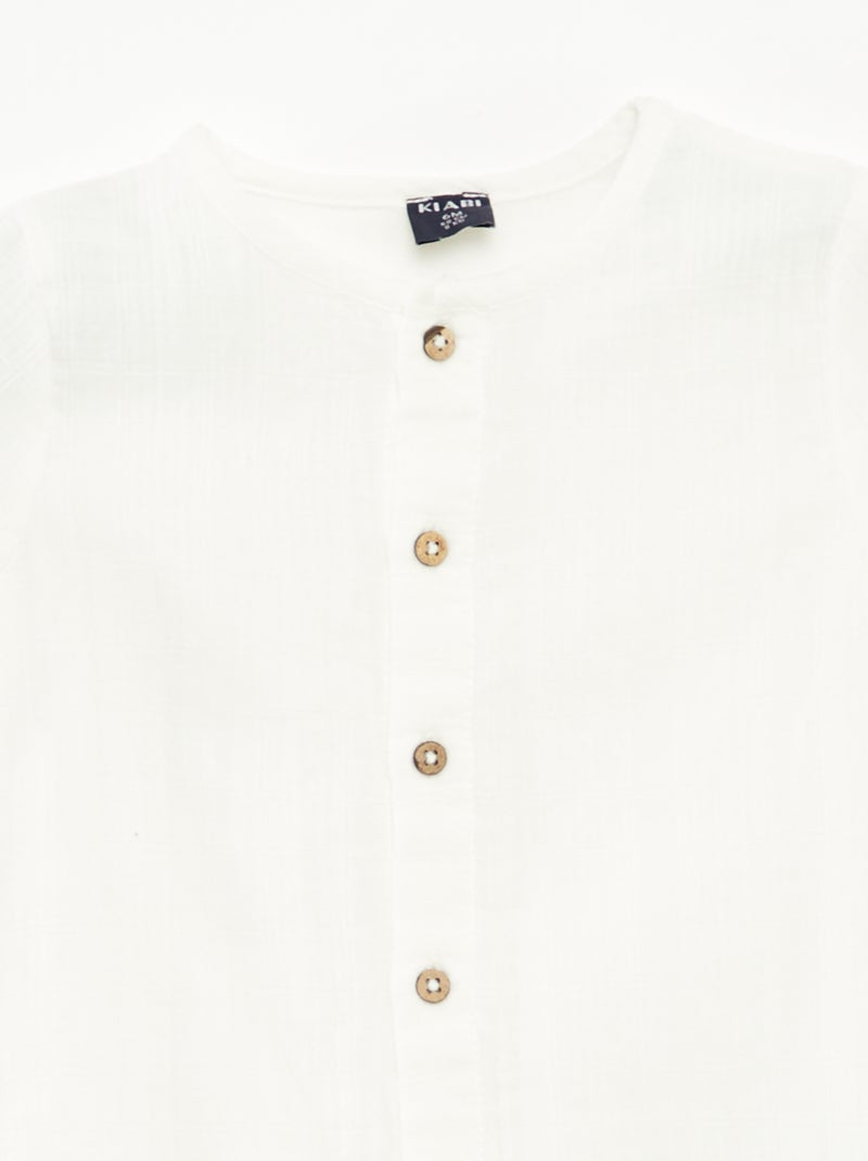 Mono corto de gasa de algodón BLANCO - Kiabi