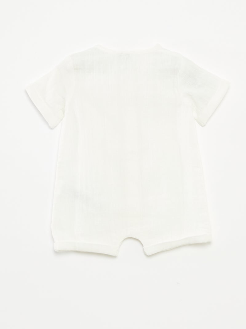 Mono corto de gasa de algodón BLANCO - Kiabi