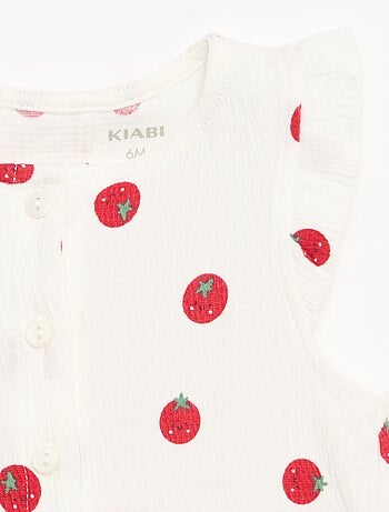 Pelele corto de punto de algodón con volantes en las mangas