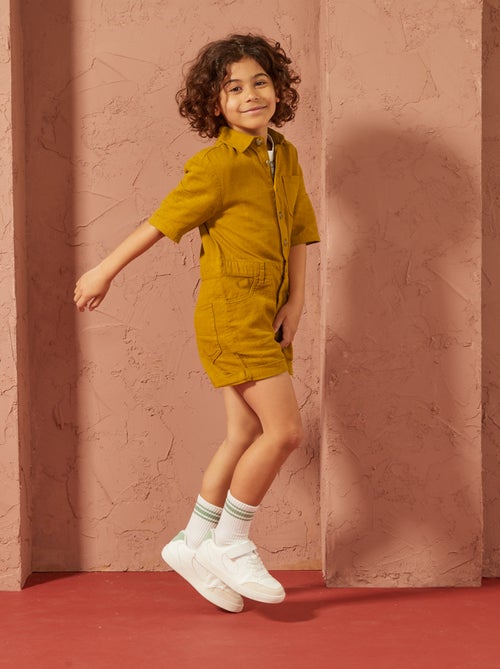 Mono corto de manga corta con mezcla de lino  - Unisex - Kiabi