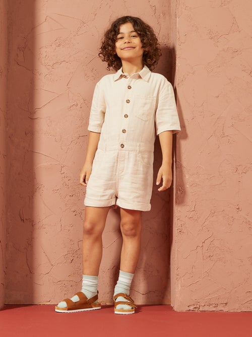 Mono corto de manga corta con mezcla de lino  - Unisex - Kiabi