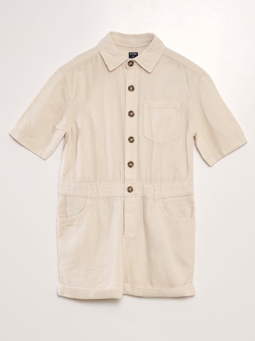 Mono corto de manga corta con mezcla de lino  - Unisex - Kiabi