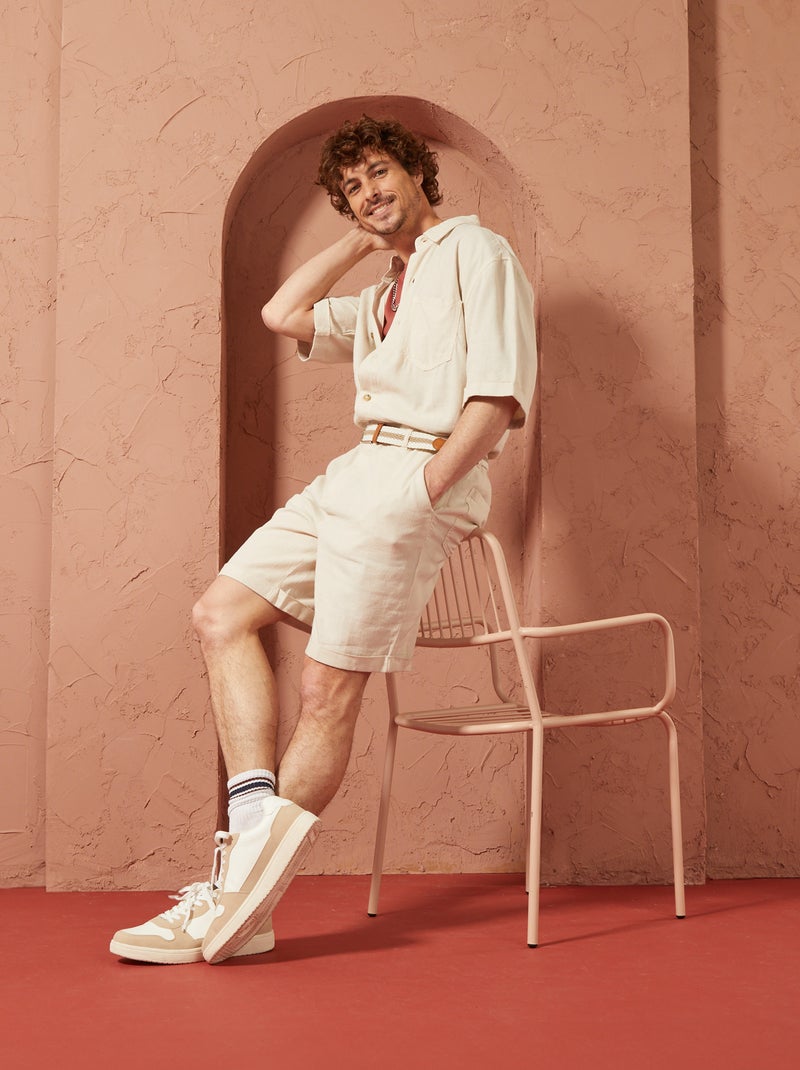 Mono corto de mezcla de lino  - Unisex BEIGE - Kiabi