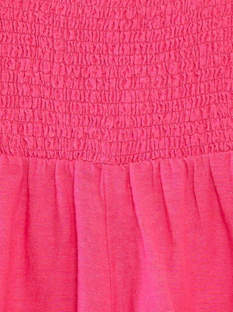 Mono corto de mezcla de lino con volantes Rosa - Kiabi