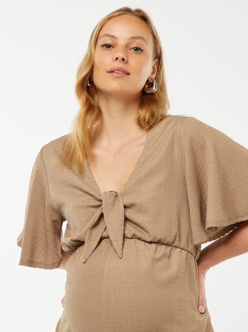 Mono corto de premamá de punto gofrado Beige - Kiabi