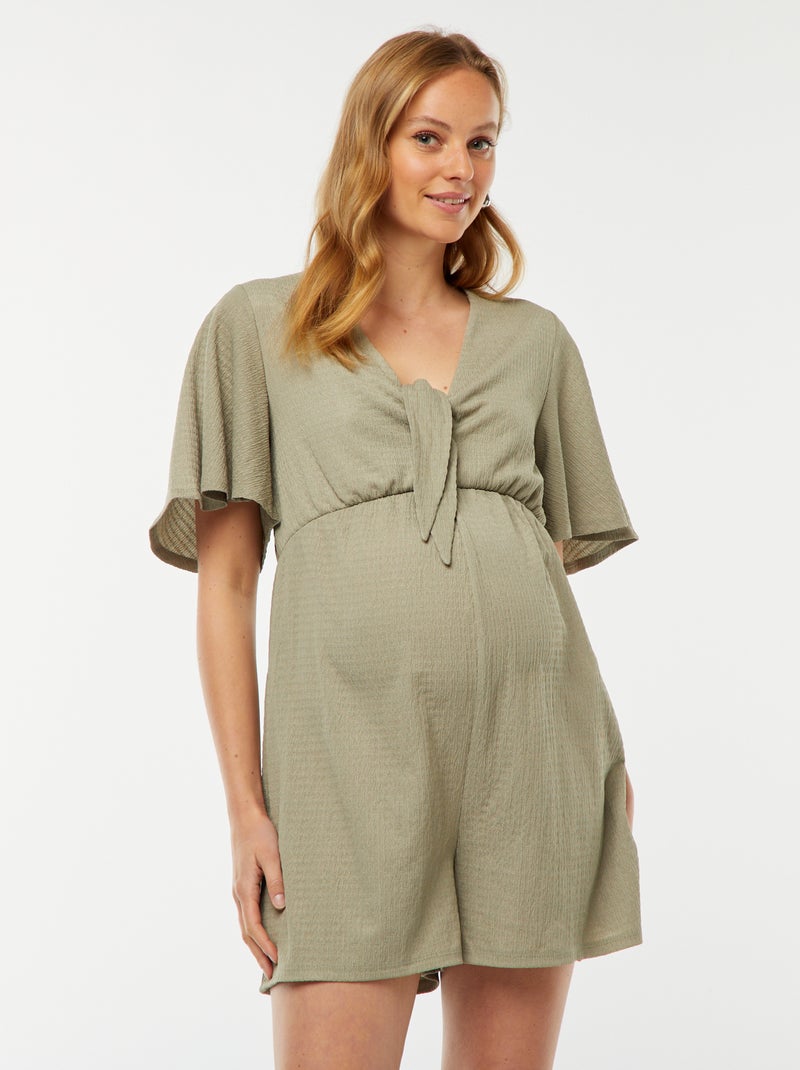 Mono corto de premamá de punto gofrado Verde - Kiabi