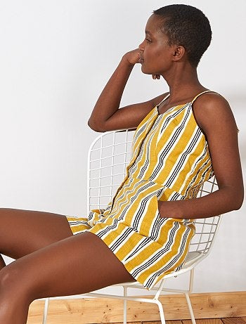 Mono corto de rayas de algodón puro - Kiabi