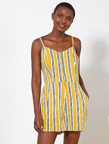 Mono corto de rayas de algodón puro - Kiabi