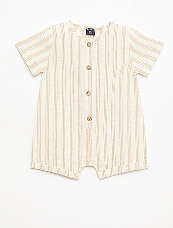 Mono corto en mezcla de algodón y lino