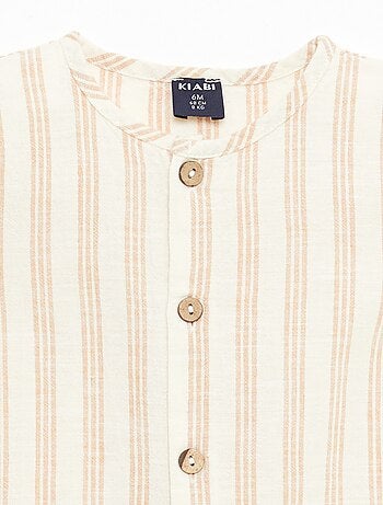 Mono corto en mezcla de algodón y lino