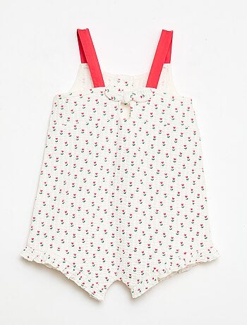 Mono corto en tejido gofrado con estampado