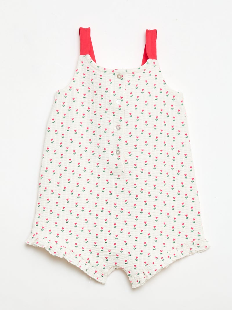 Mono corto en tejido gofrado con estampado Blanco - Kiabi