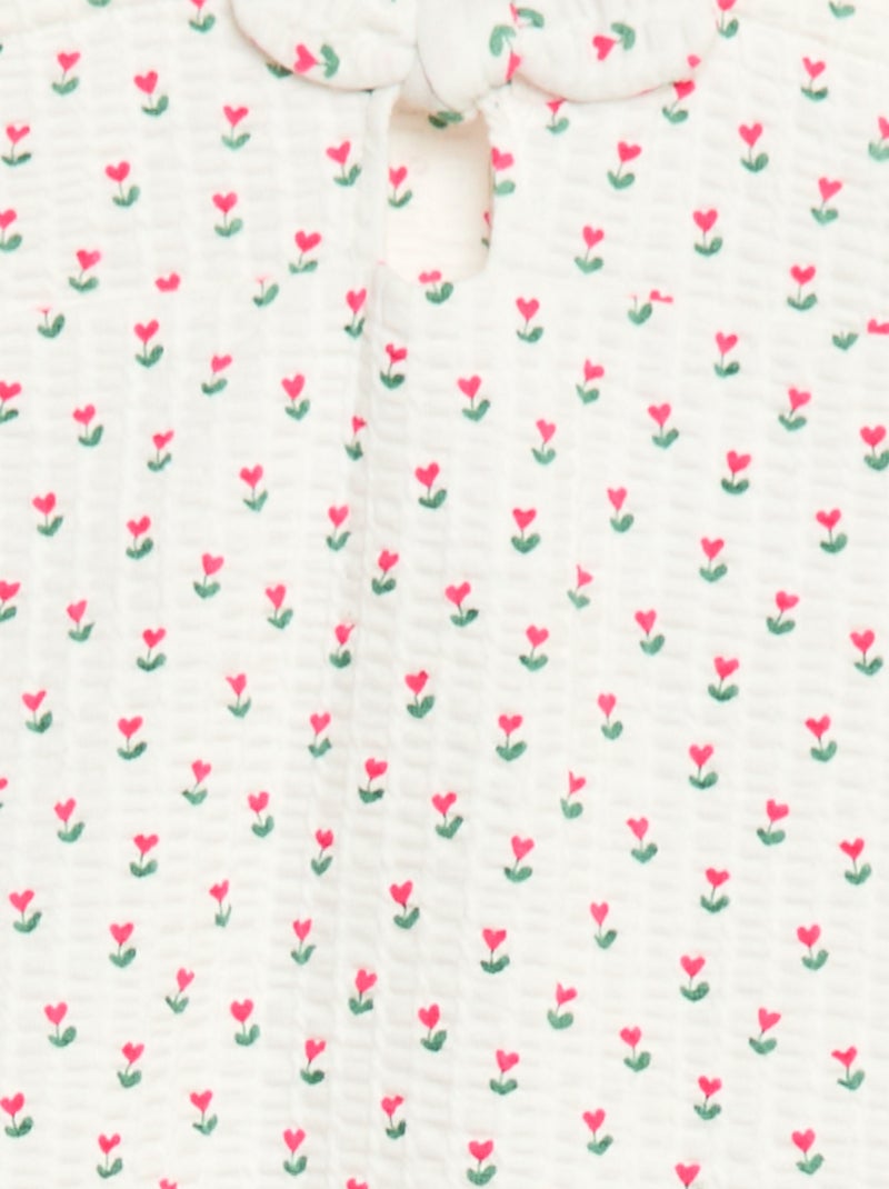 Mono corto en tejido gofrado con estampado Blanco - Kiabi