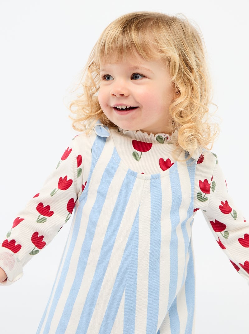 Mono corto en twill con tirantes Azul - Kiabi