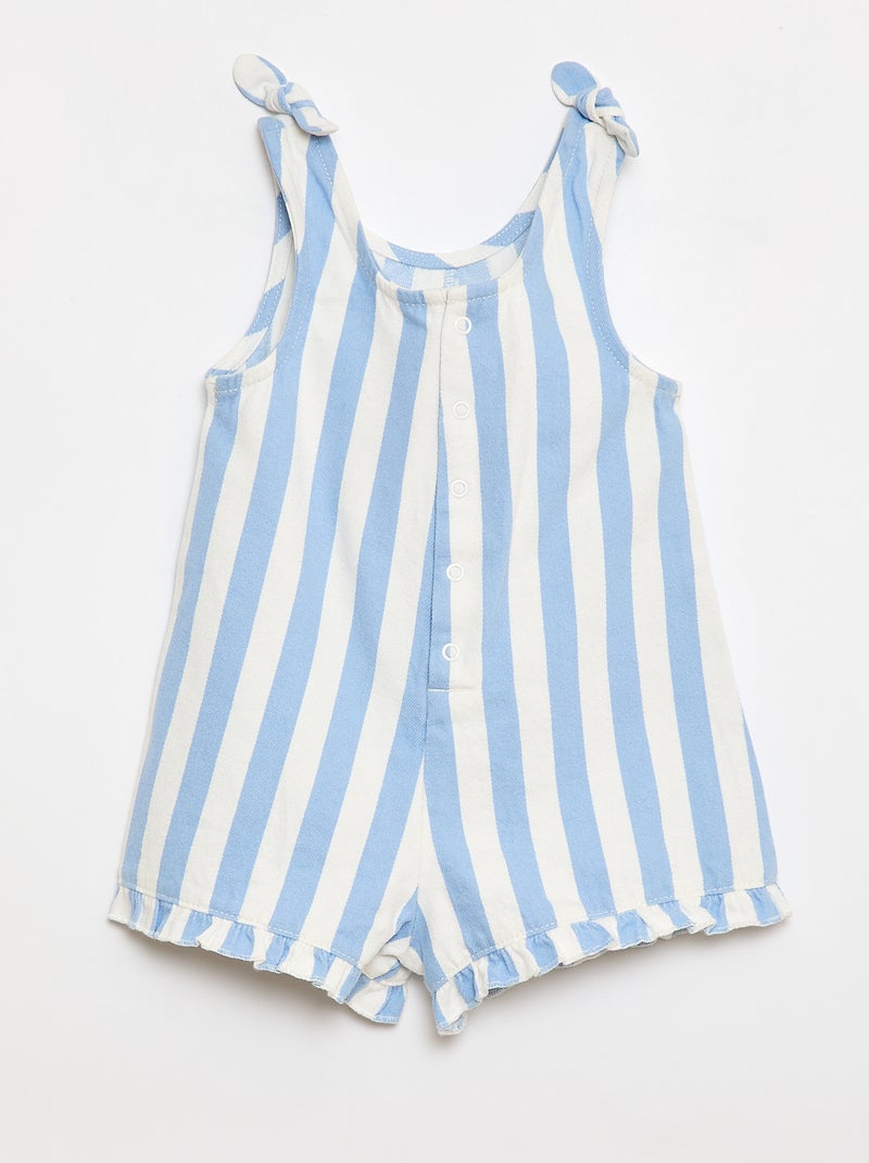 Mono corto en twill con tirantes Azul - Kiabi