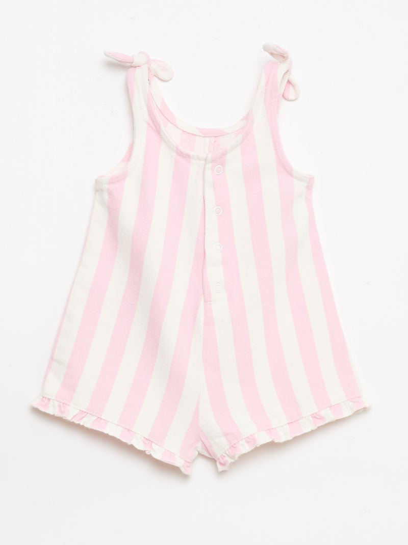 Mono corto en twill con tirantes Rosa - Kiabi