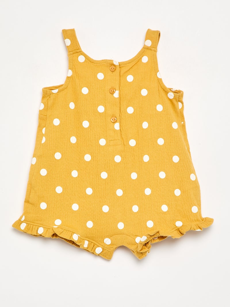 Mono corto estampado de punto arrugado Amarillo - Kiabi