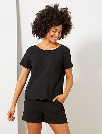 Mono corto festoneado efecto 2 en 1 - Kiabi