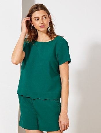 Mono corto festoneado efecto 2 en 1 - Kiabi