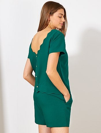 Mono corto festoneado efecto 2 en 1 - Kiabi