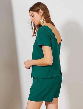 Mono corto festoneado efecto 2 en 1 - Kiabi