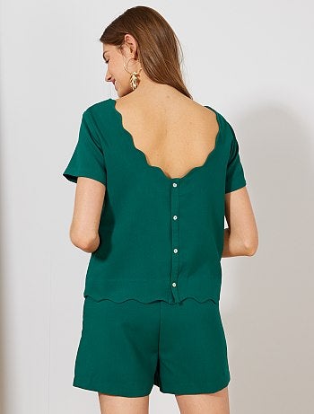 Mono corto festoneado efecto 2 en 1 - Kiabi