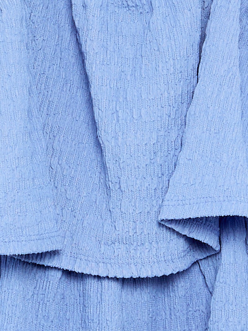 Mono corto liso de tirantes de punto gofrado Azul - Kiabi