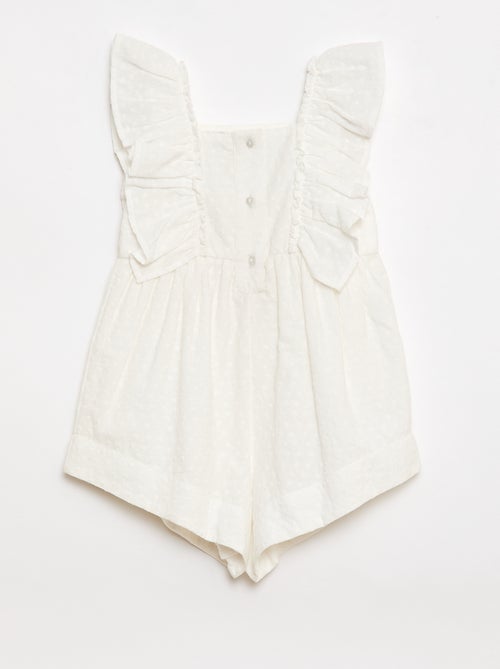 Mono corto sin mangas con bordado inglés y volantes - Kiabi