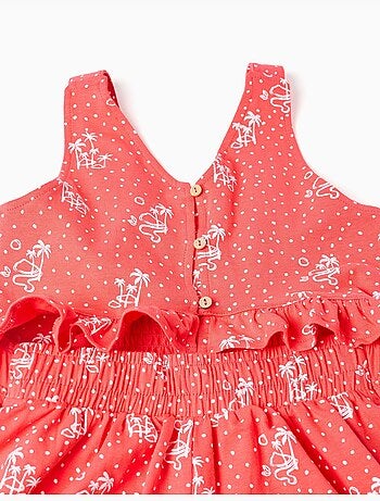 Mono corto sin mangas con estampado y volantes