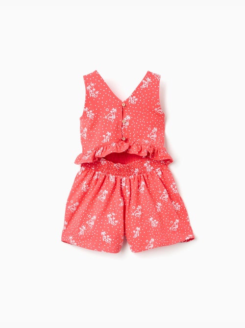 Mono corto sin mangas con estampado y volantes - Kiabi