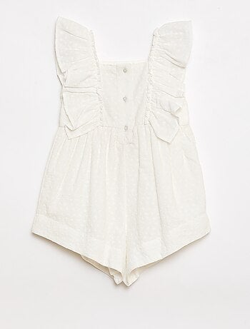 Mono corto sin mangas de bordado inglés con volantes