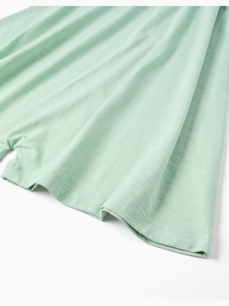 Mono corto sin mangas de pierna ancha de algodón Verde claro - Kiabi