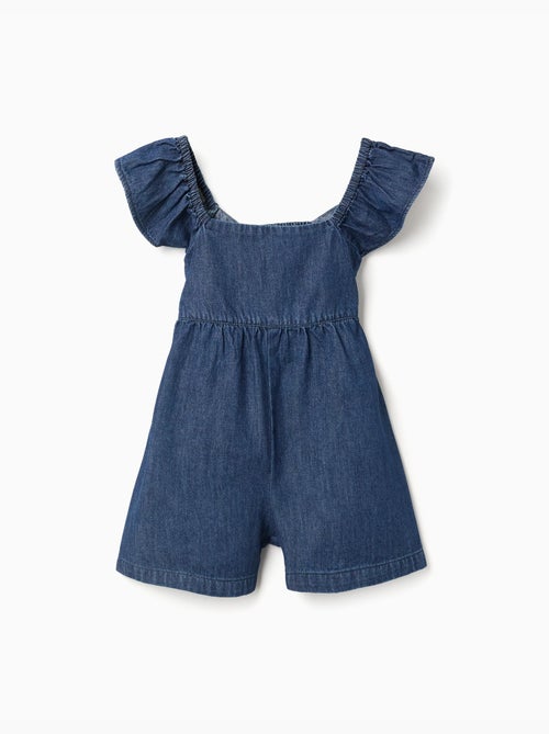 Mono corto vaquero con mangas con volantes - Kiabi